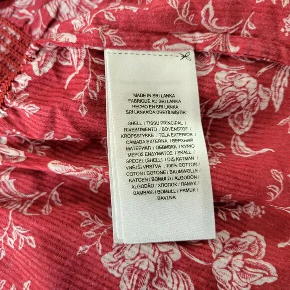 Lauren Ralph Lauren Womens XXL Red & White Floral Ruffle Blouse 3/4 Sleeves Ligh - Picture 4 of 6